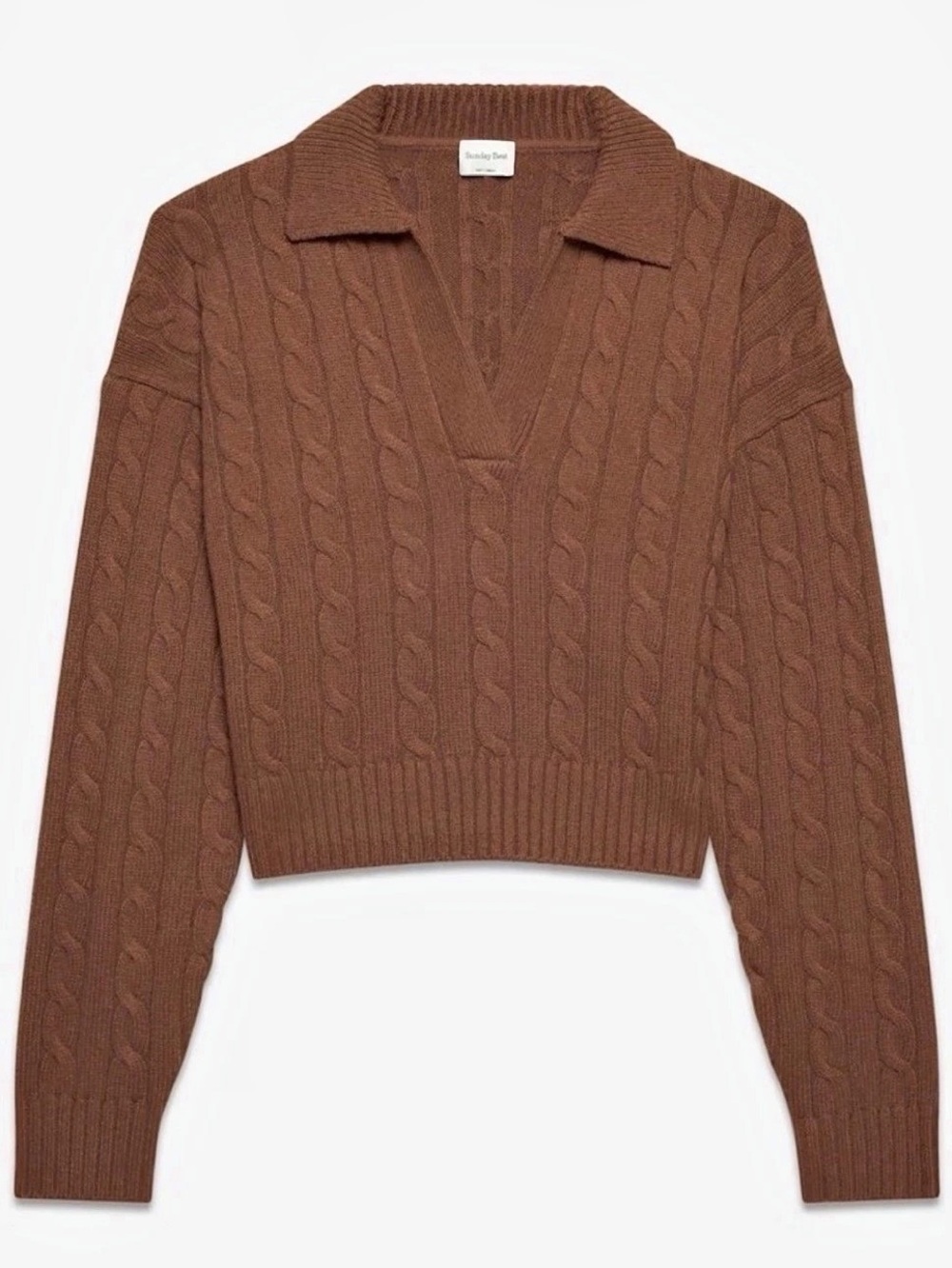Aritzia Sunday Best Peggy Polo Sweater Brown